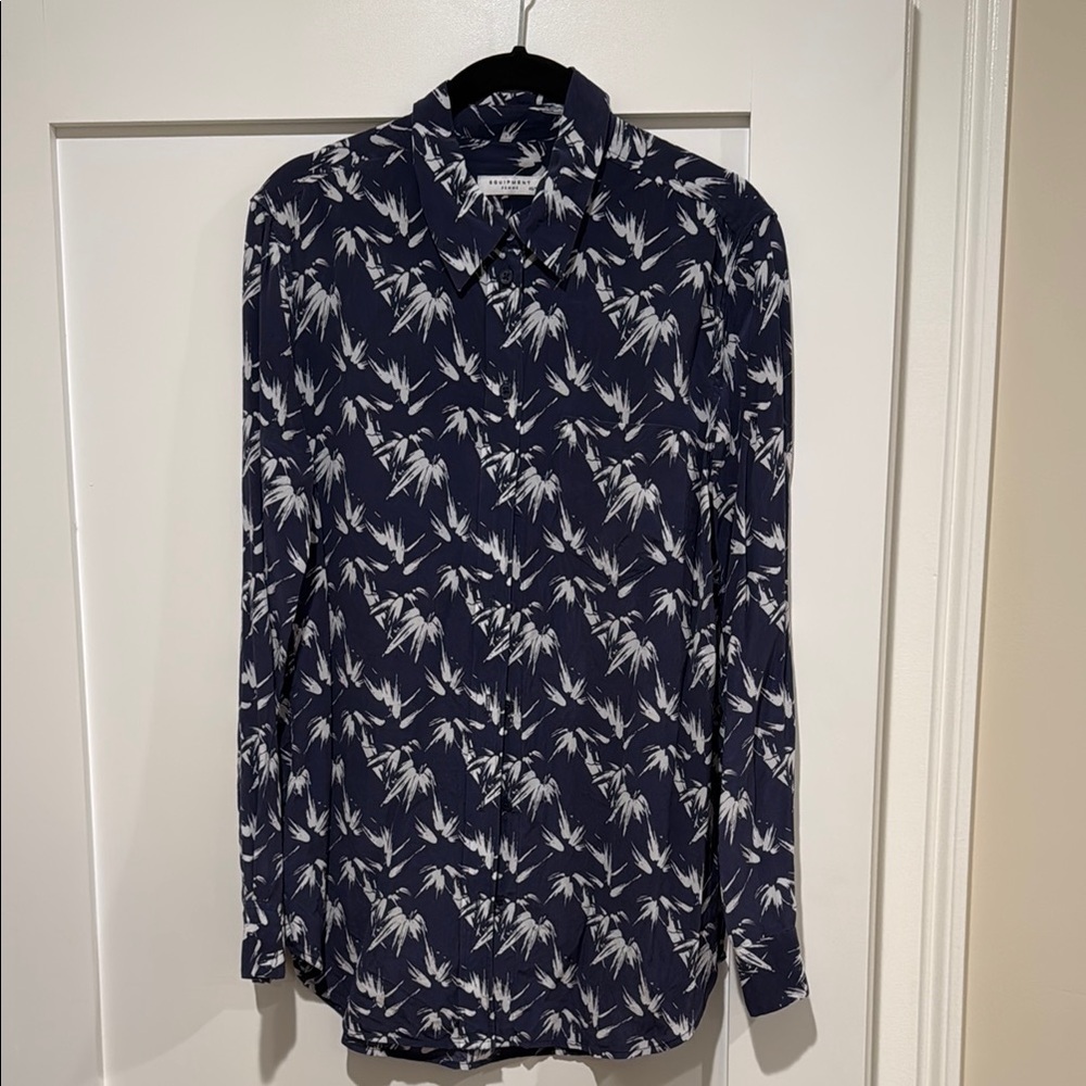 Equipment Blue and White Casual Button Down Shirt